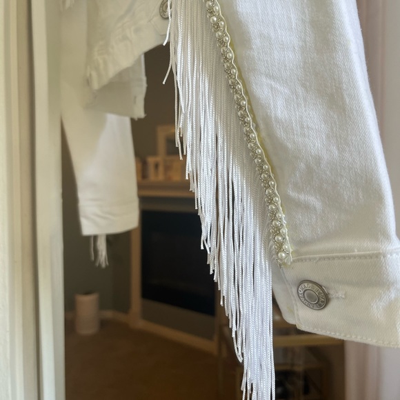 BRIDE White Denim Fringe Jean Jacket - Picture 6 of 7